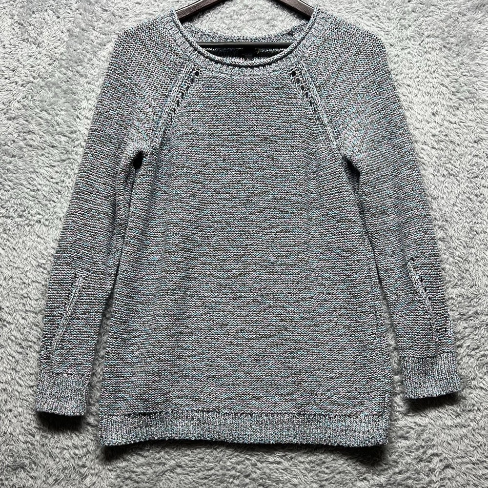 Talbots Sweater Womens LP Petite Blue Marbled Pullover Roll Neck Long Sleeve - Picture 1 of 9